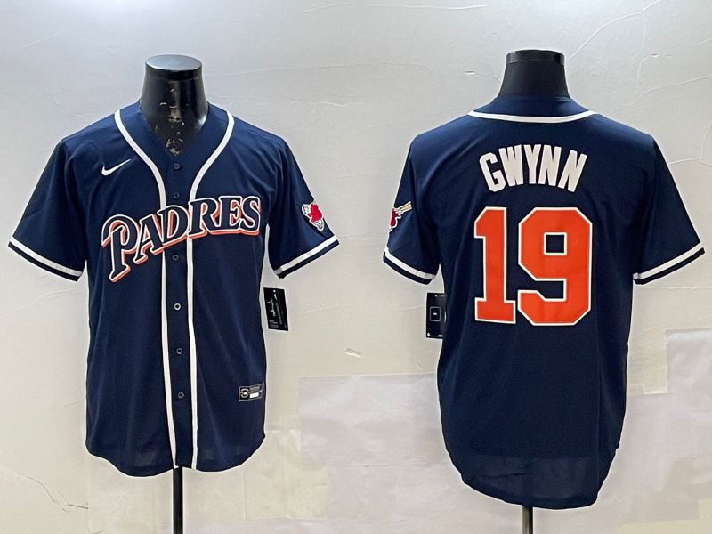 Men San Diego Padres #19 Gwynn Blue Throwback Game 2025 Nike MLB Jersey style 1